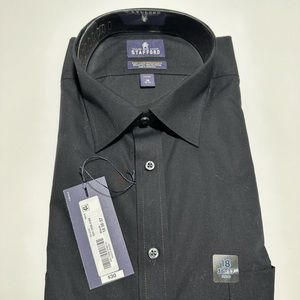 Stanford Men’s Fitted Black Dress Shirt